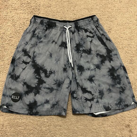 BYLT Premium Basics Mens Med Active Training Shorts Drawstring Lined Cloud Dye - Picture 1 of 7